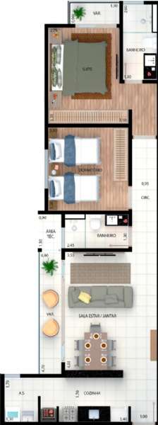 APARTAMENTO 2 quarto(s)  no Campo do Galvo
